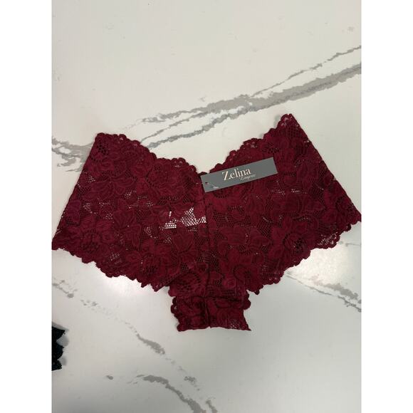 NWT Zelina Lingerie Underwear Panties Women's Size Medium Wine Red / Black - Picture 7 of 10